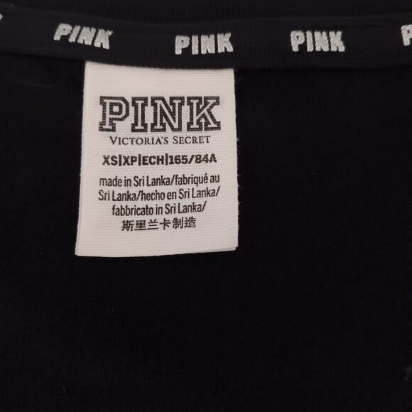 Victoria Secret Pink SZ XS. Black W/Silver Dogs & Logo. Sequin Accents - Picture 5 of 11